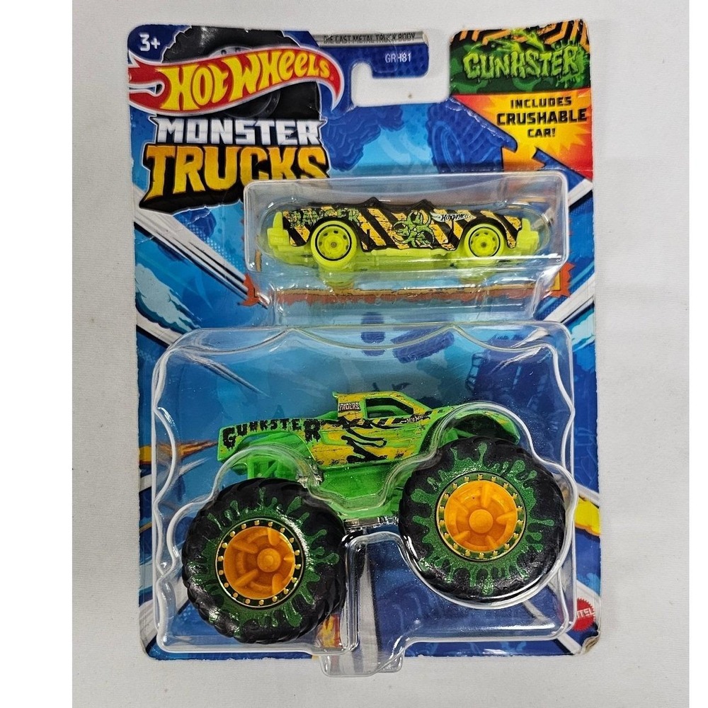 Hot Wheels Monster Trucks Gunkster Die-Cast Truck with Crushable Car GRH81
